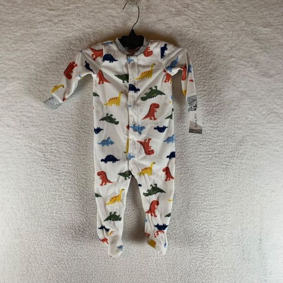 Carter's Baby Dinosaurs Snap-Up Sleep Play Fleece One-Piece Jumpsuit Size 9M NWT - Picture 1 of 7